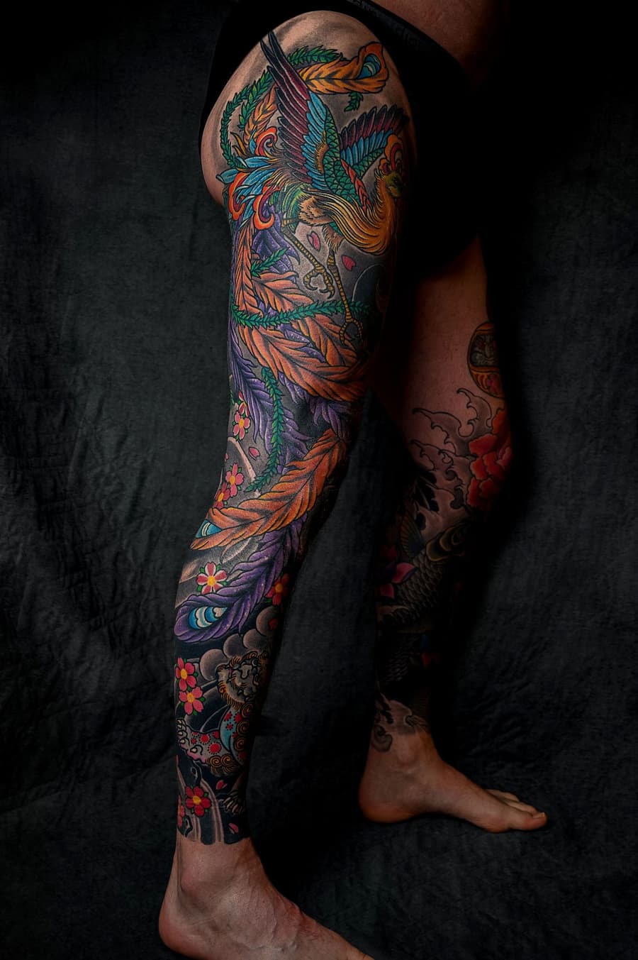 Healed full colour leg sleeve from thigh to ankle